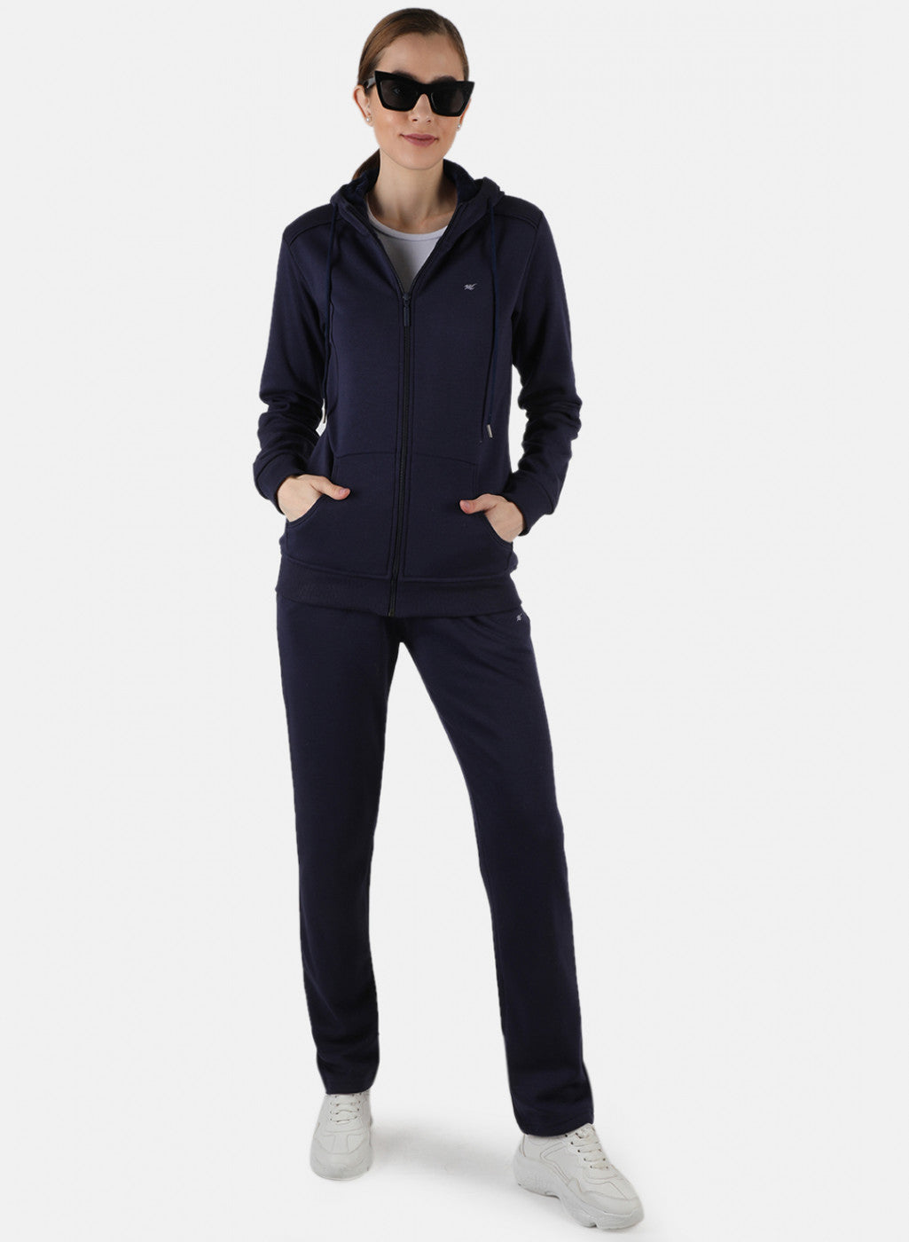 Women Blue Solid Tracksuit