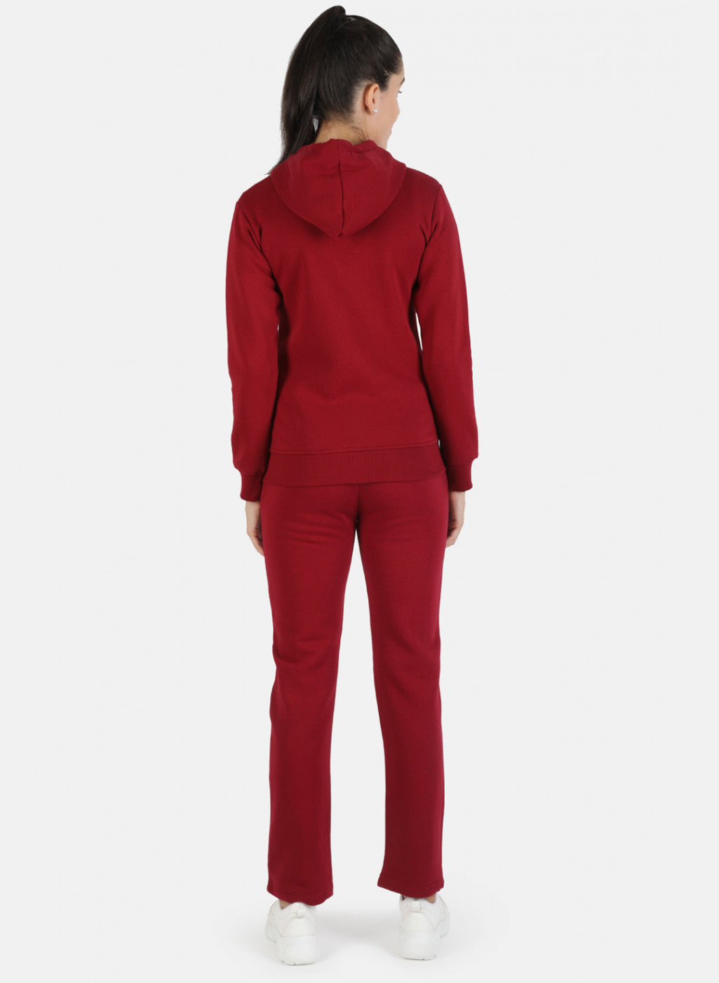 Women Maroon Solid Tracksuit