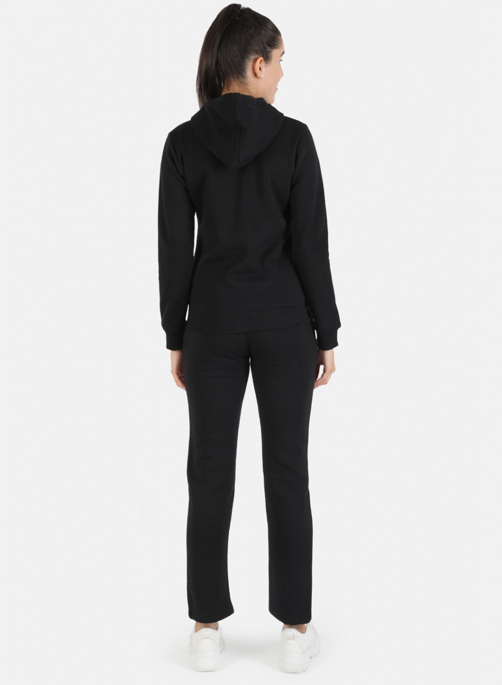Women Black Solid Tracksuit