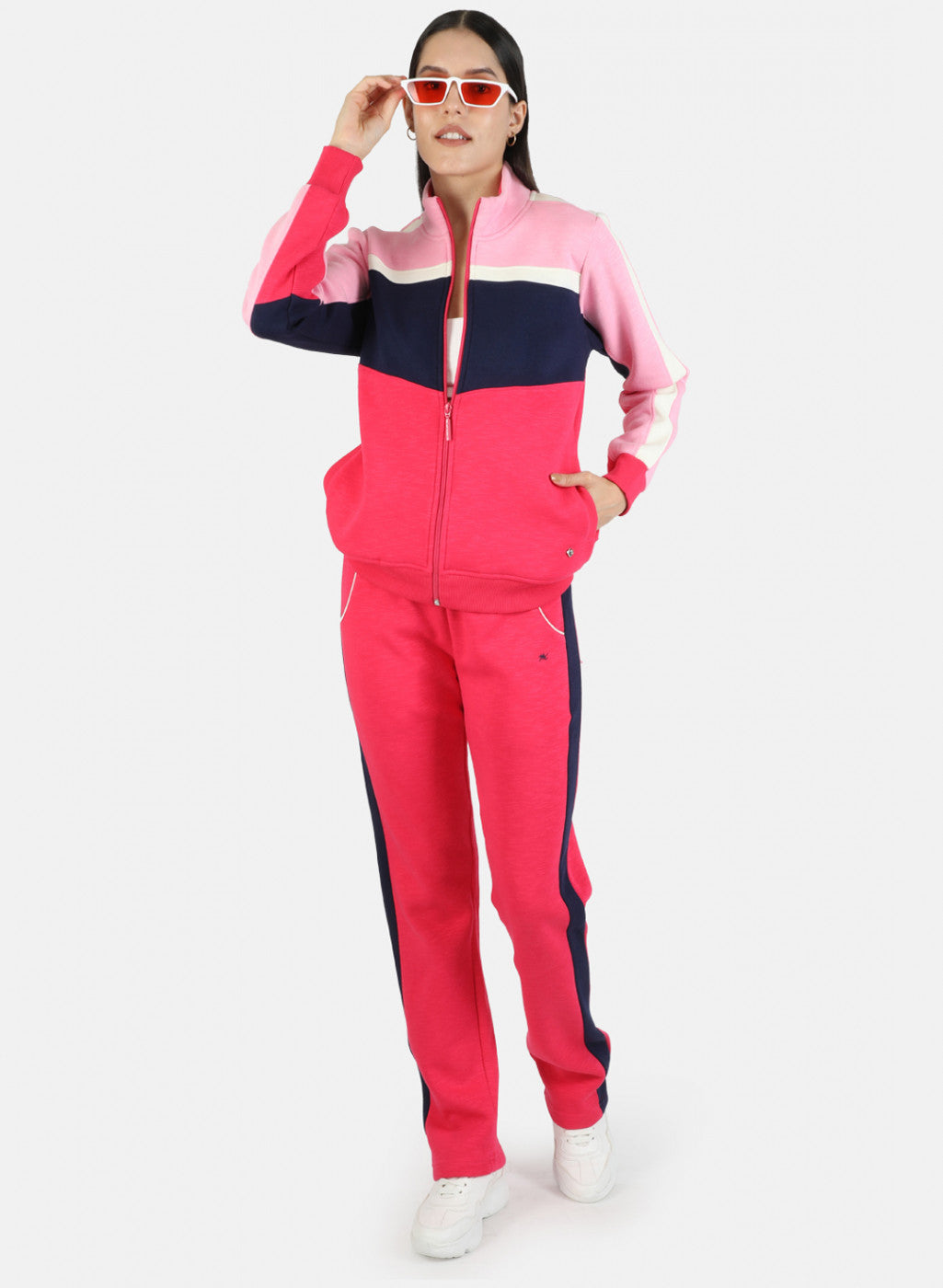 Women Pink Solid Tracksuit