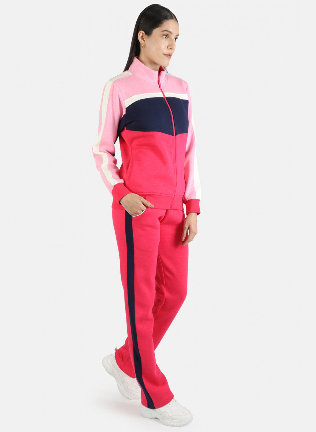 Women Pink Solid Tracksuit