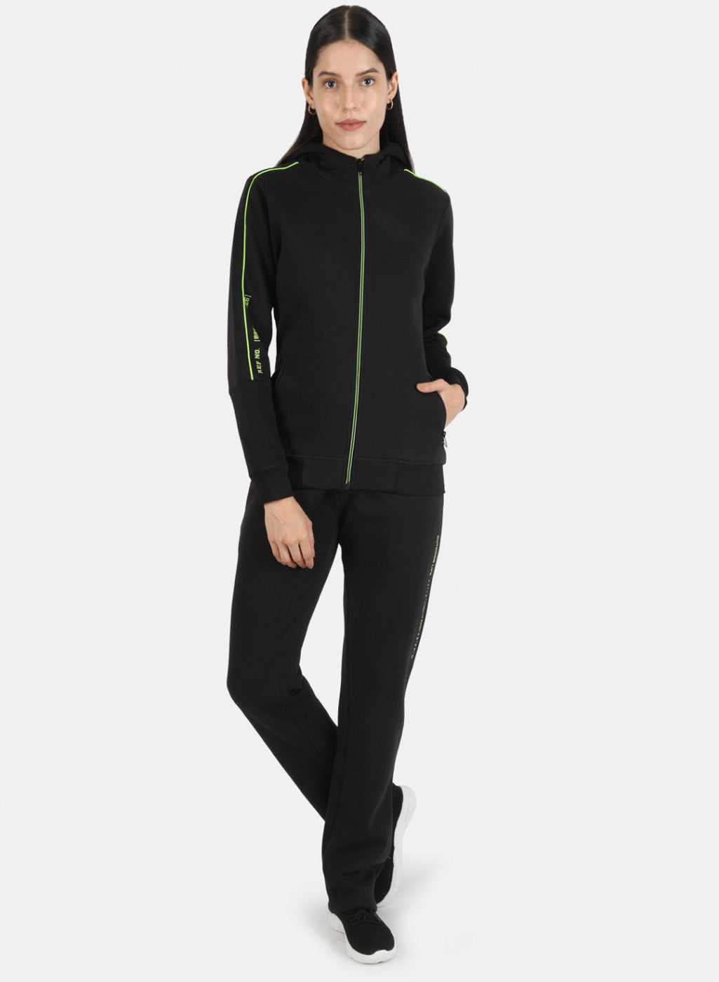 Women Black Solid Tracksuit