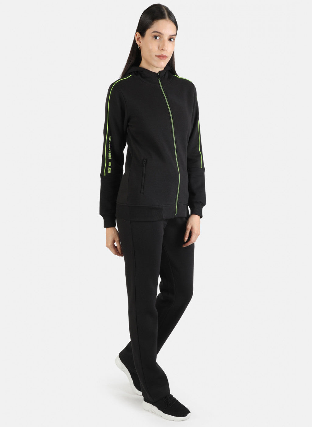 Women Black Solid Tracksuit