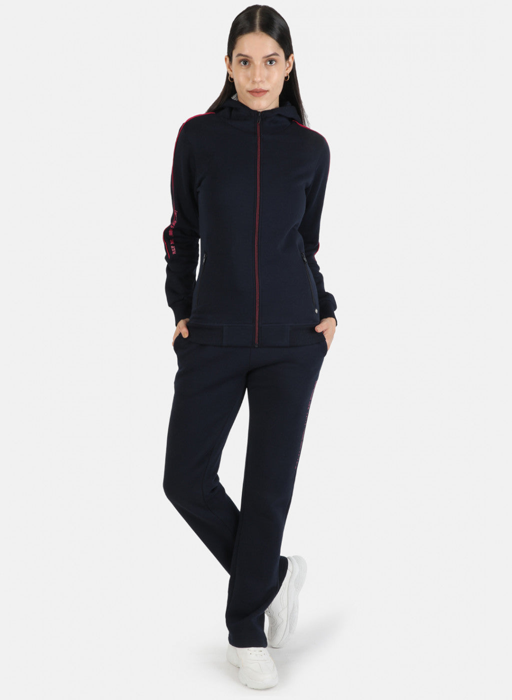 Women Navy Blue Solid Tracksuit