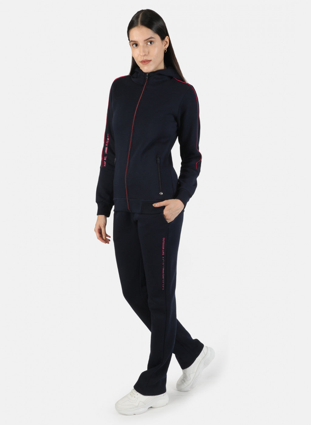 Women Navy Blue Solid Tracksuit