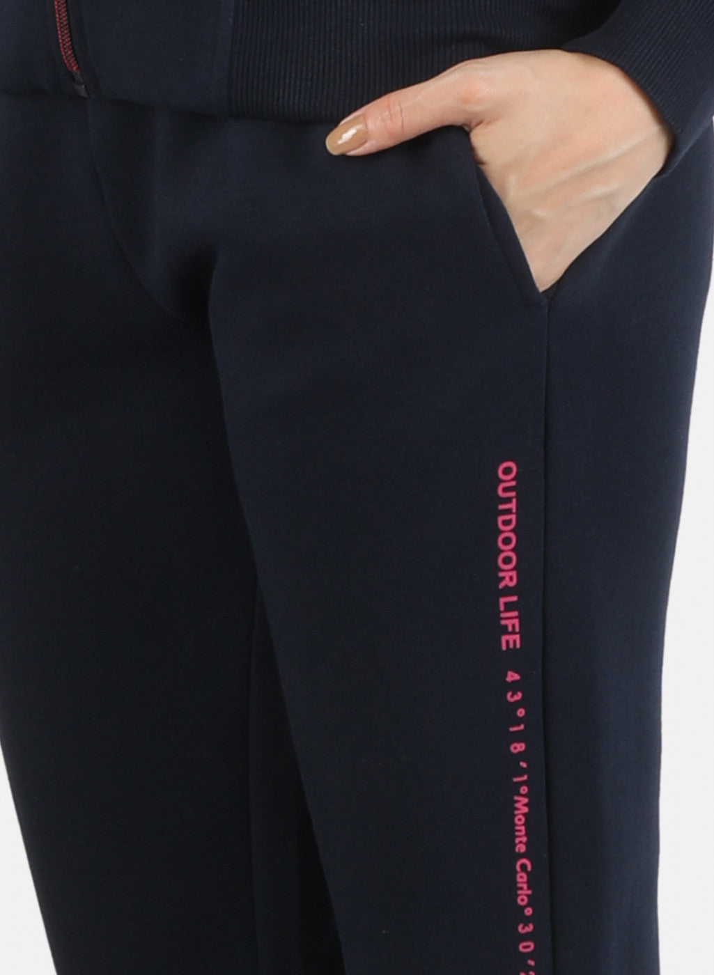 Women Navy Blue Solid Tracksuit