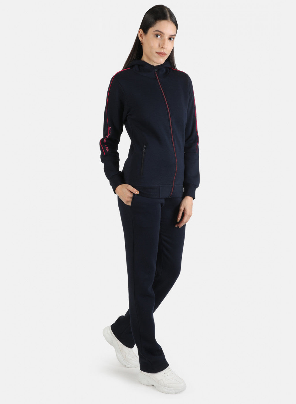 Women Navy Blue Solid Tracksuit