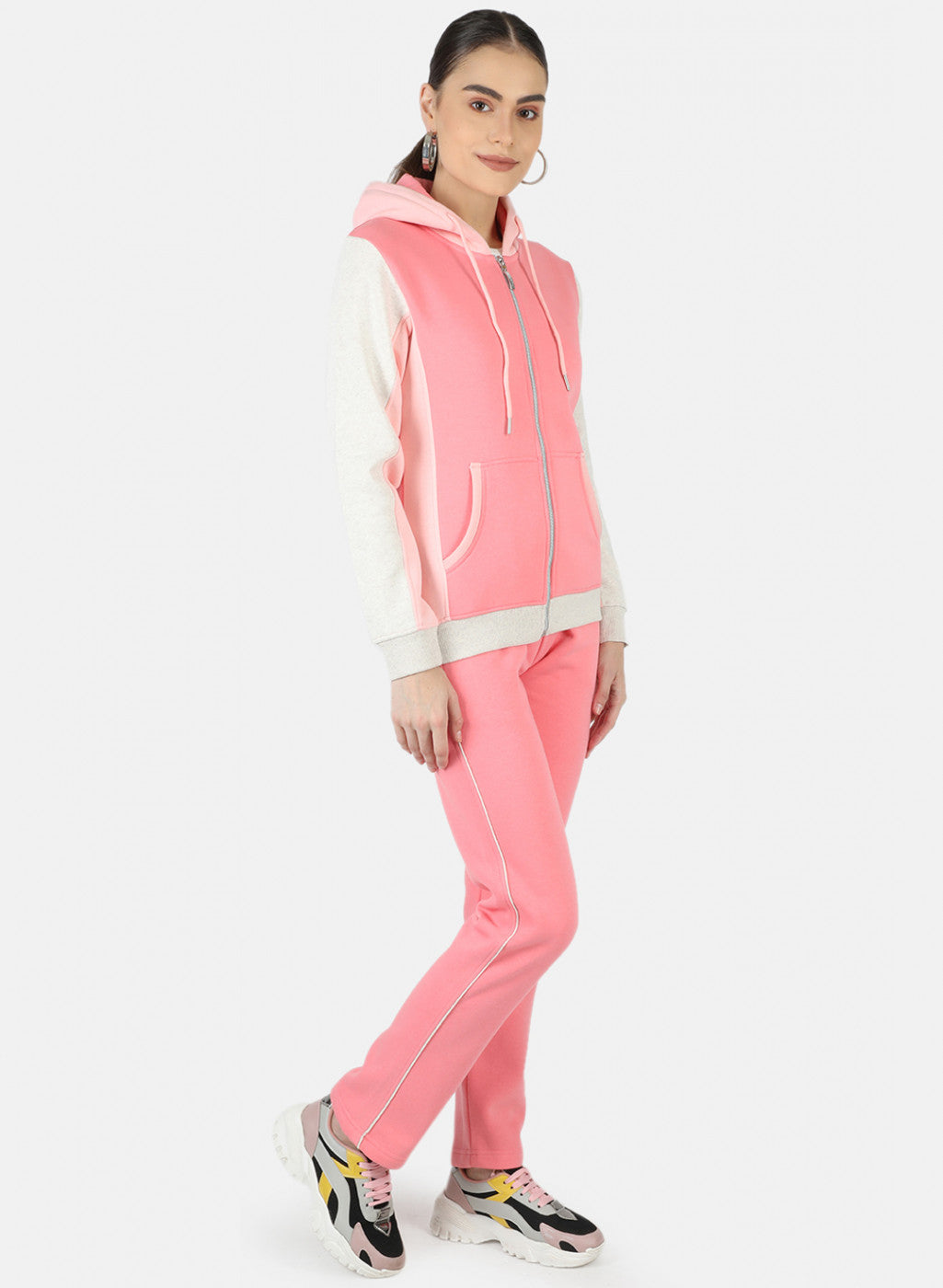 Women Pink Solid Tracksuit