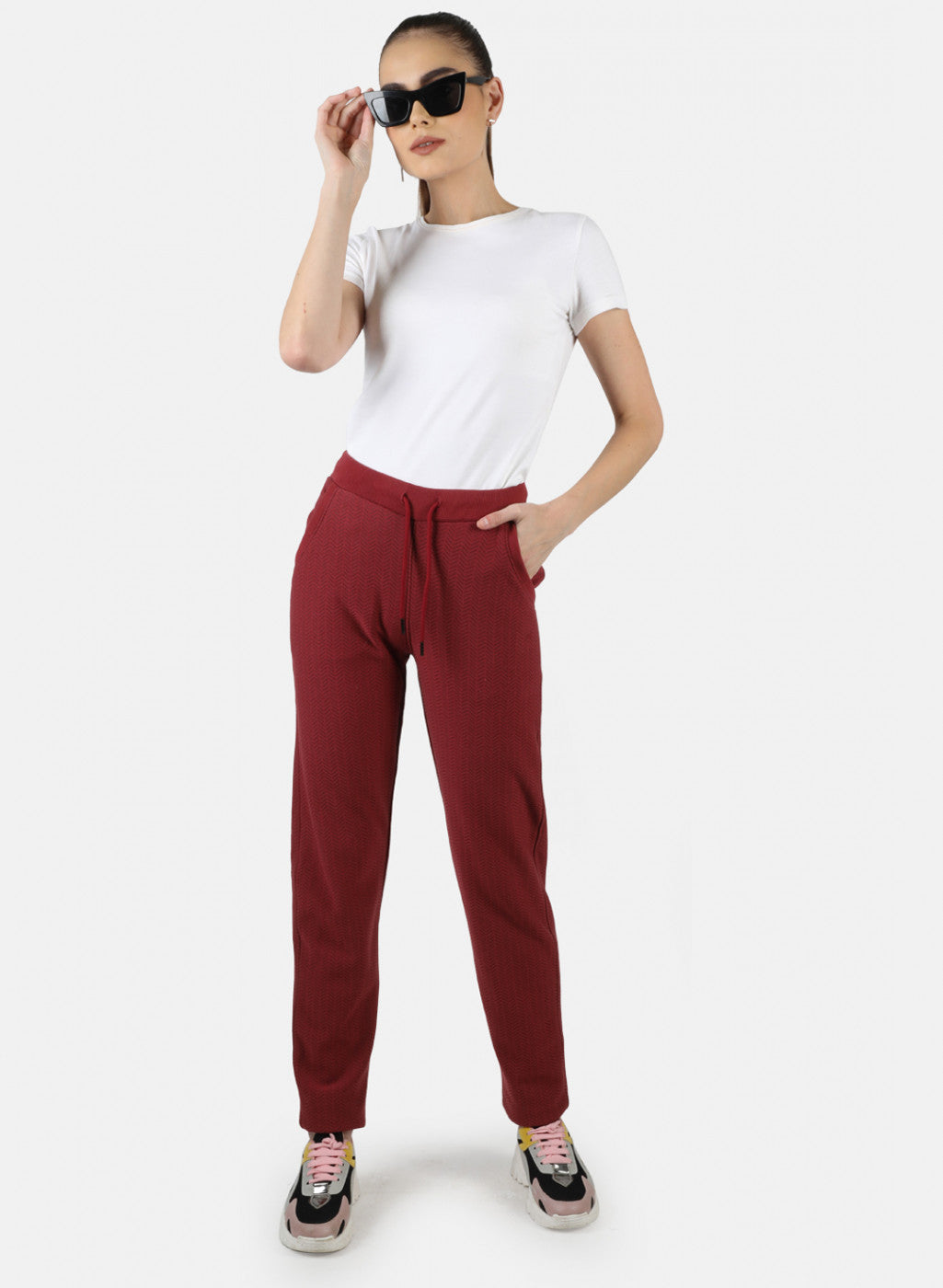 Women Red Printed Winter Lower