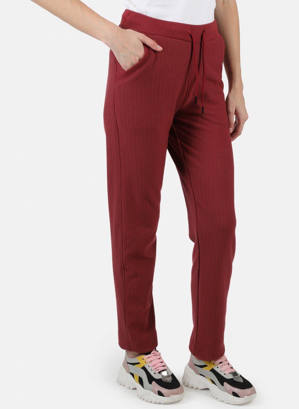 Women Red Printed Winter Lower