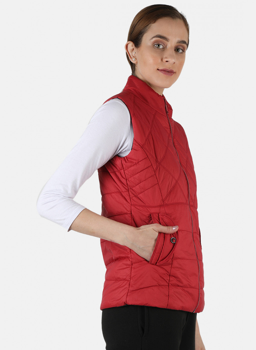 Women Red Reversible Solid Jacket