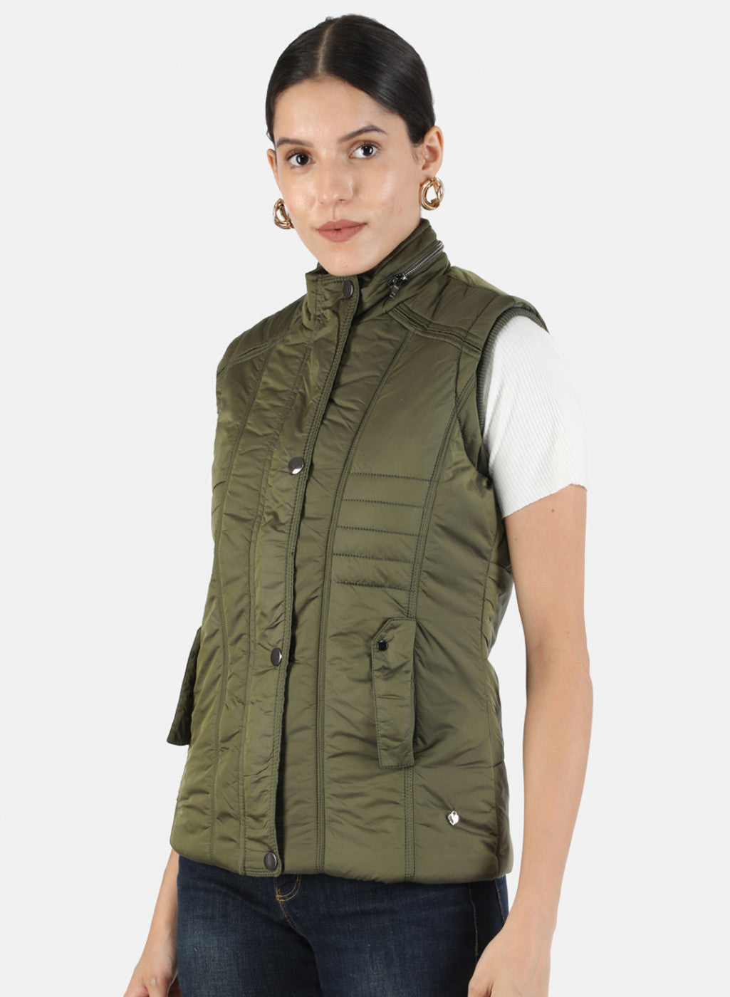 Women Green Solid Jacket