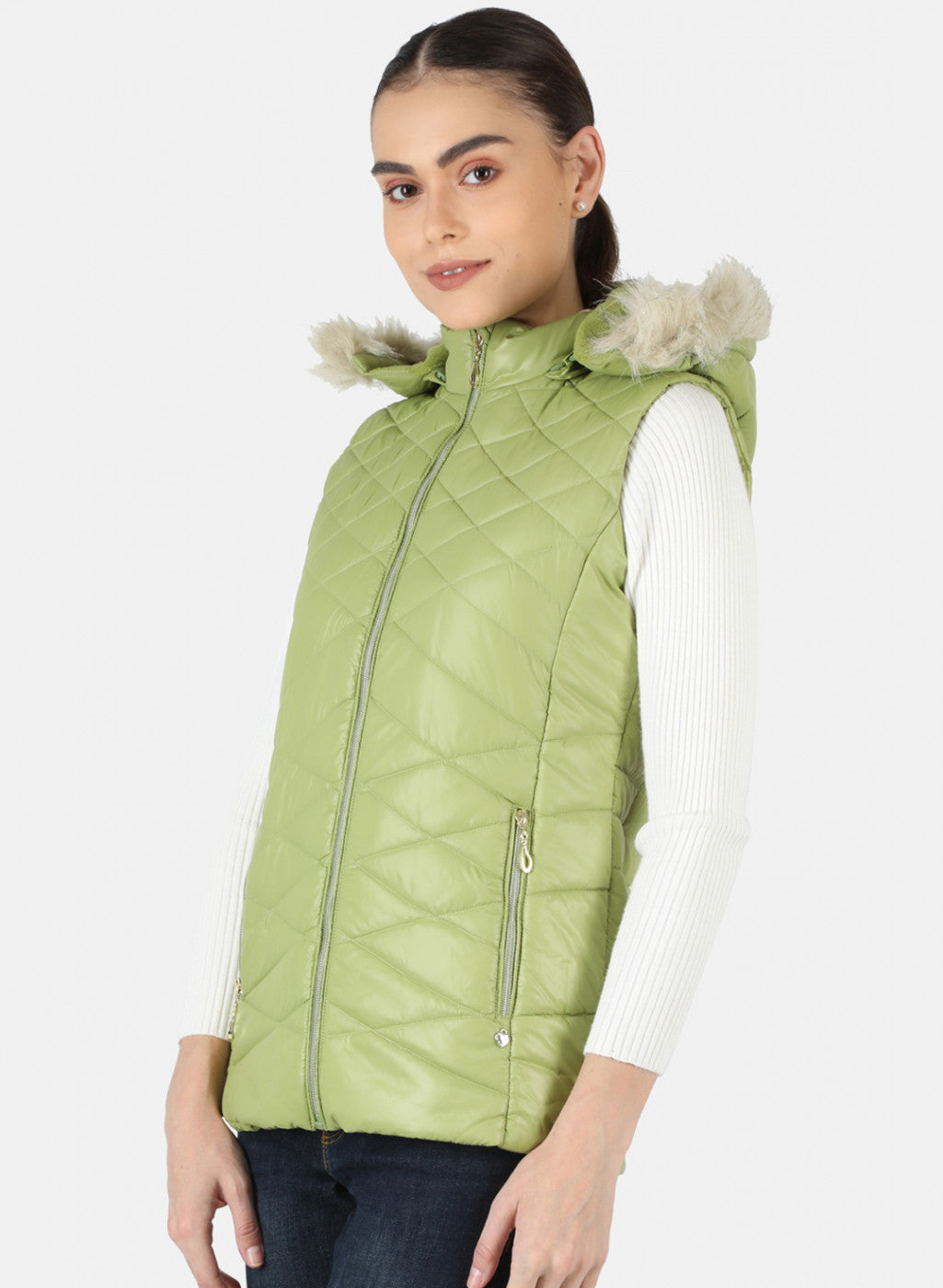 Women Green Solid Jacket