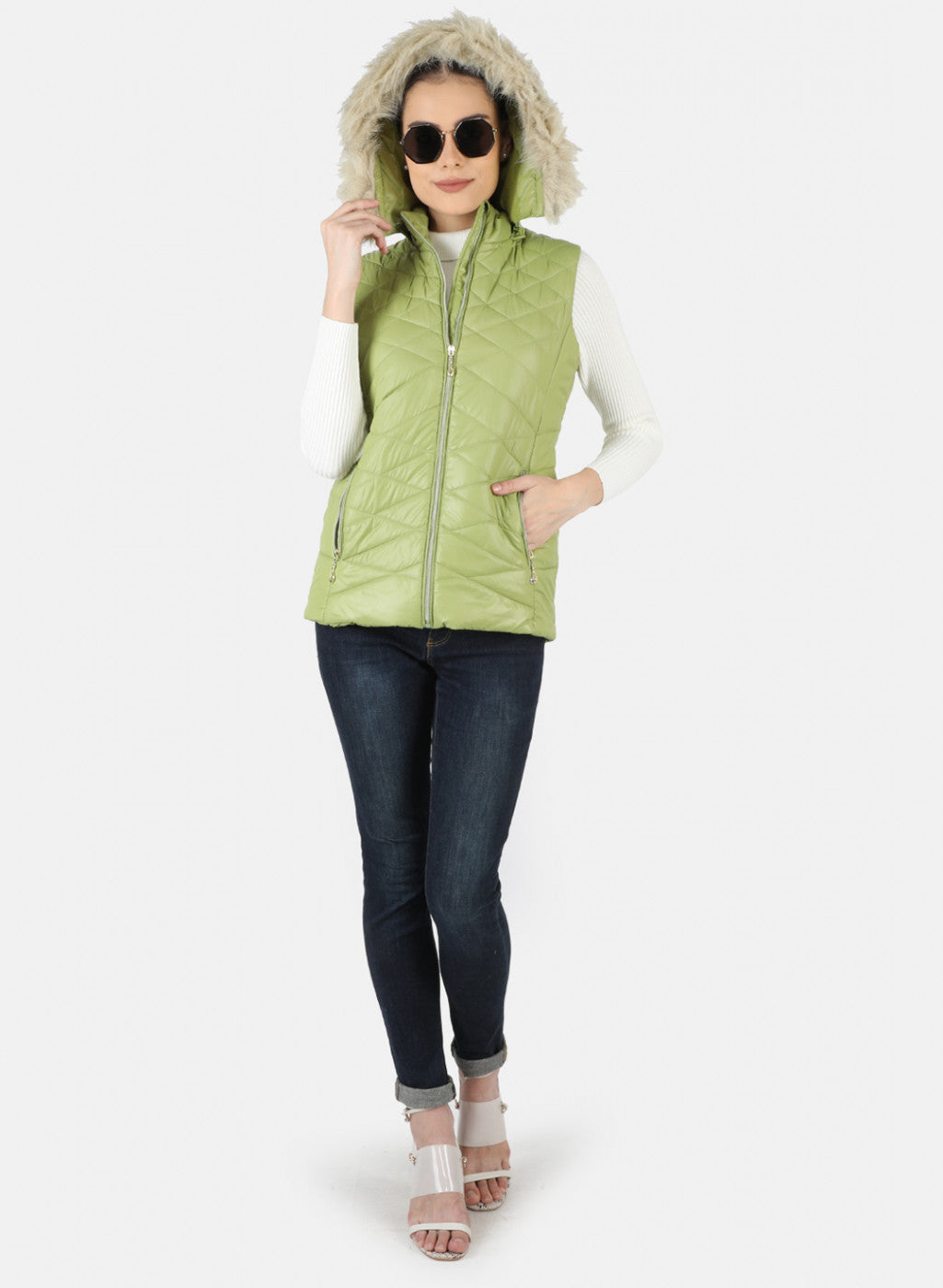 Women Green Solid Jacket