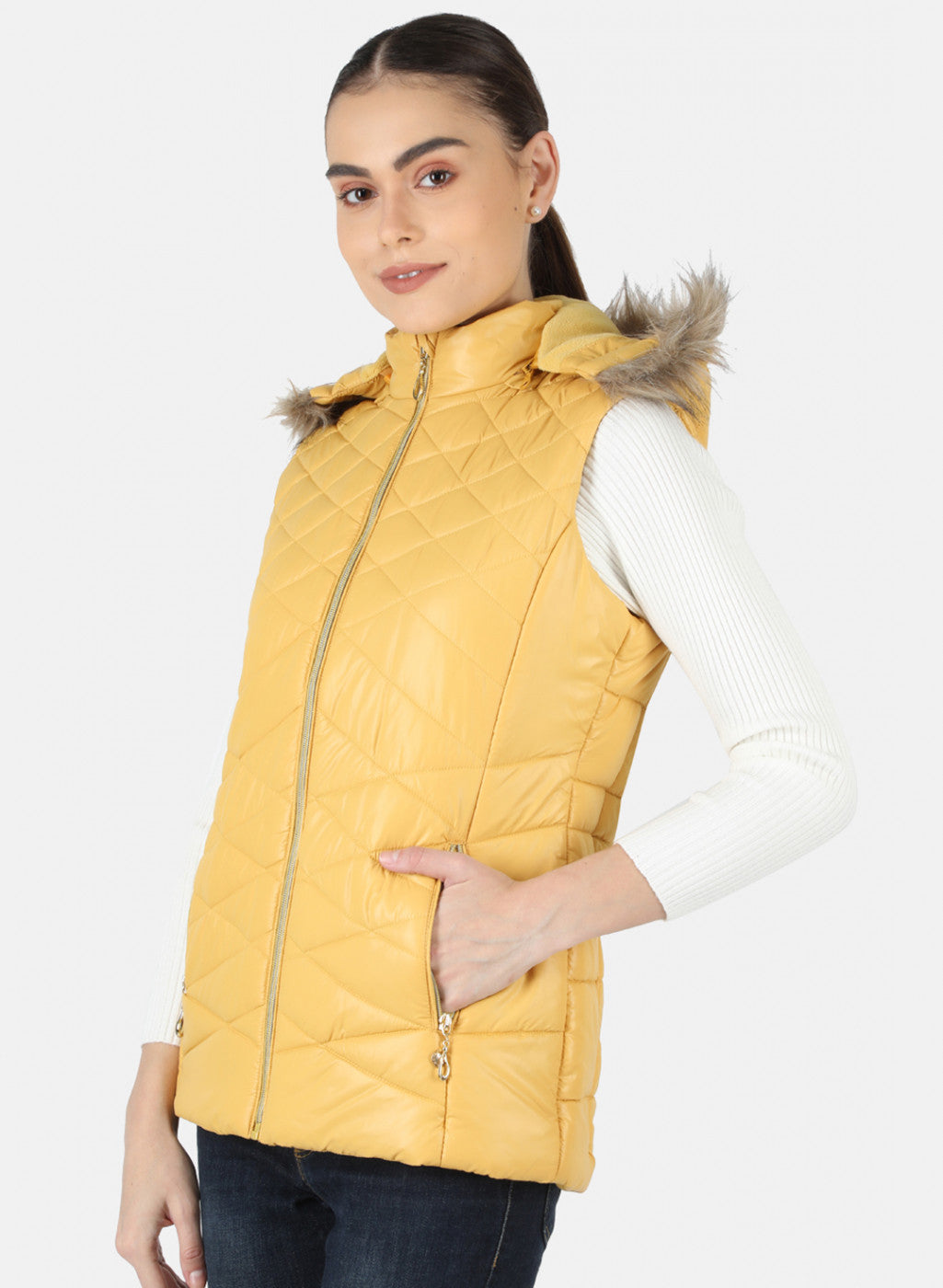 Women Mustard Solid Jacket