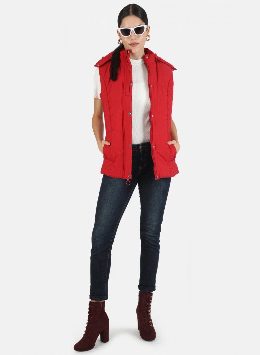 Women Red Solid Jacket
