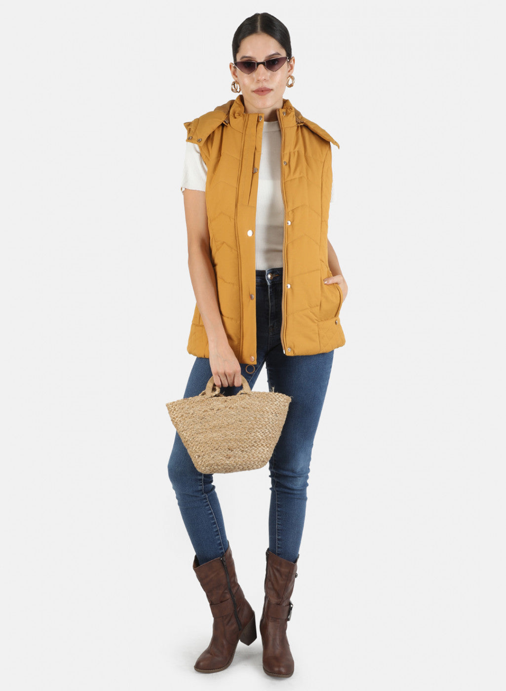 Women Mustard Solid Jacket