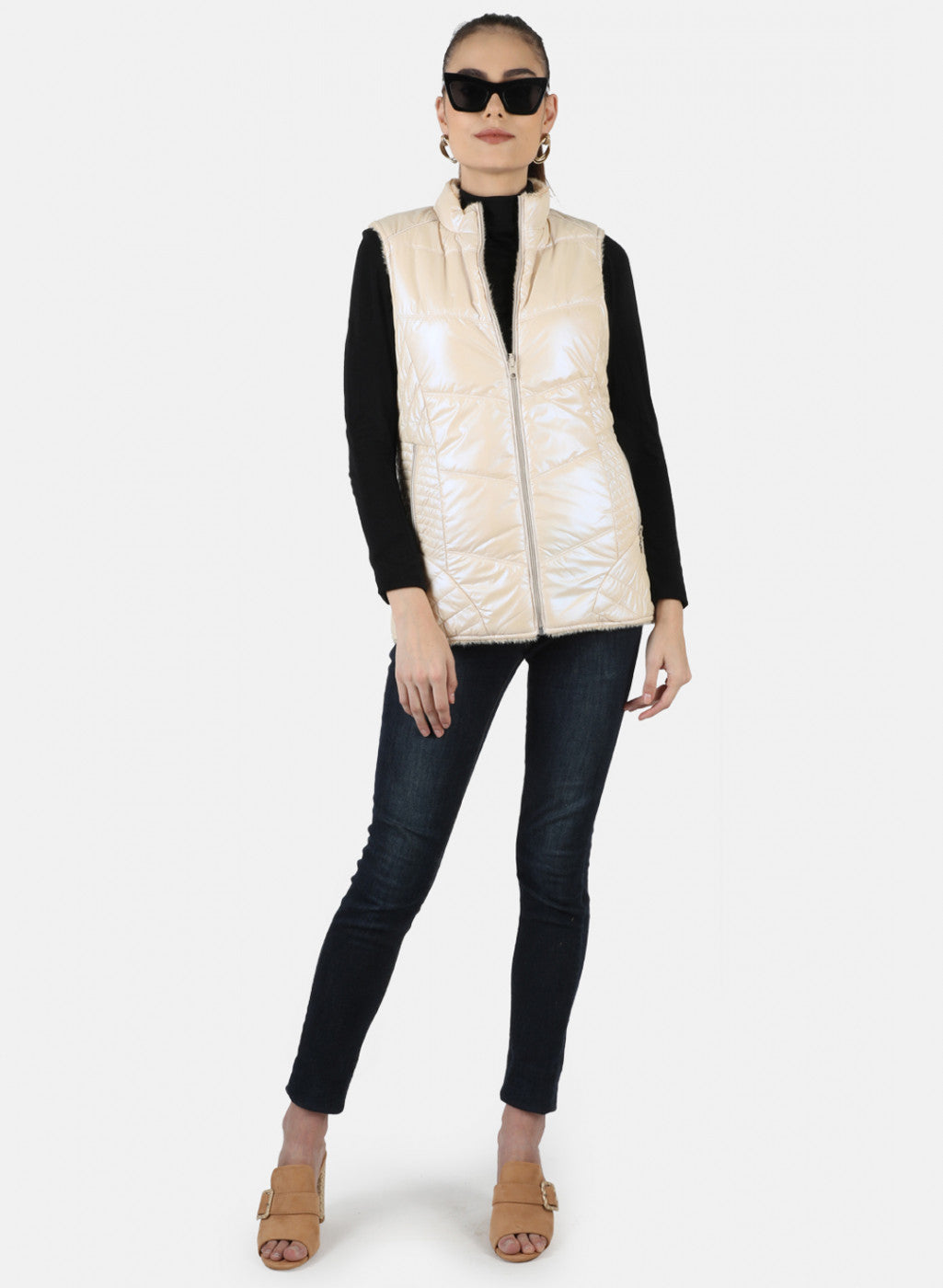 Women Beige Reversible Solid Jacket