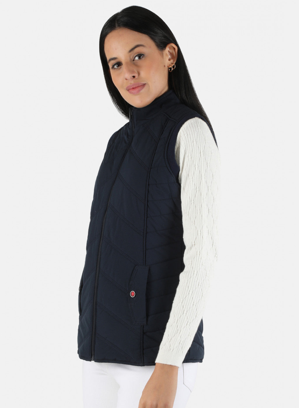 Women Navy Blue Solid Jacket