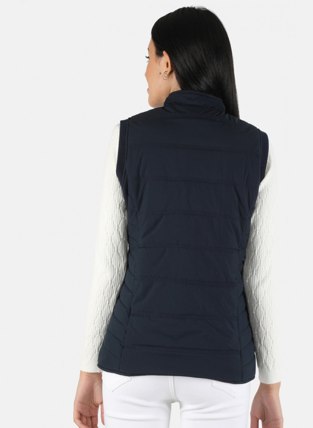 Women Navy Blue Solid Jacket
