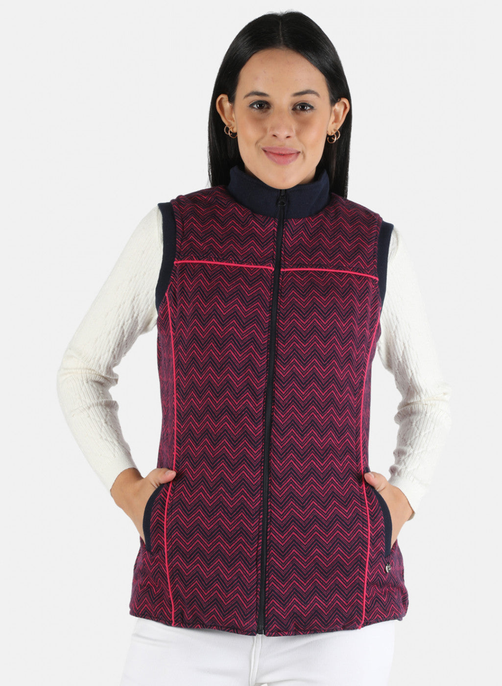 Women Navy Blue Solid Jacket