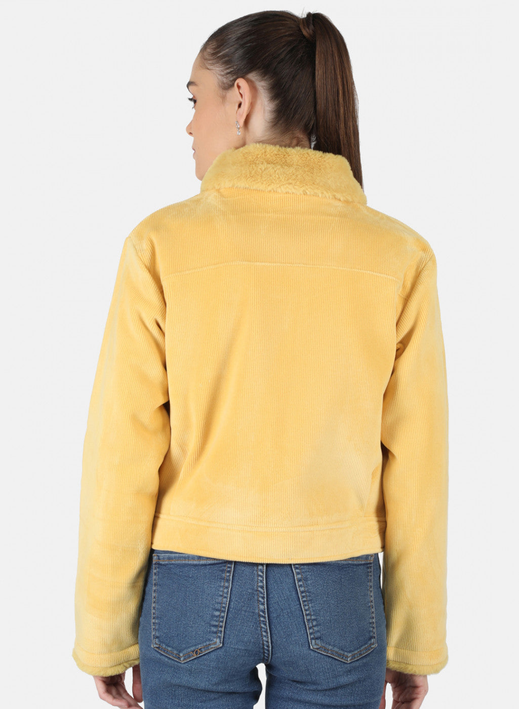 Women Yellow Solid Jacket