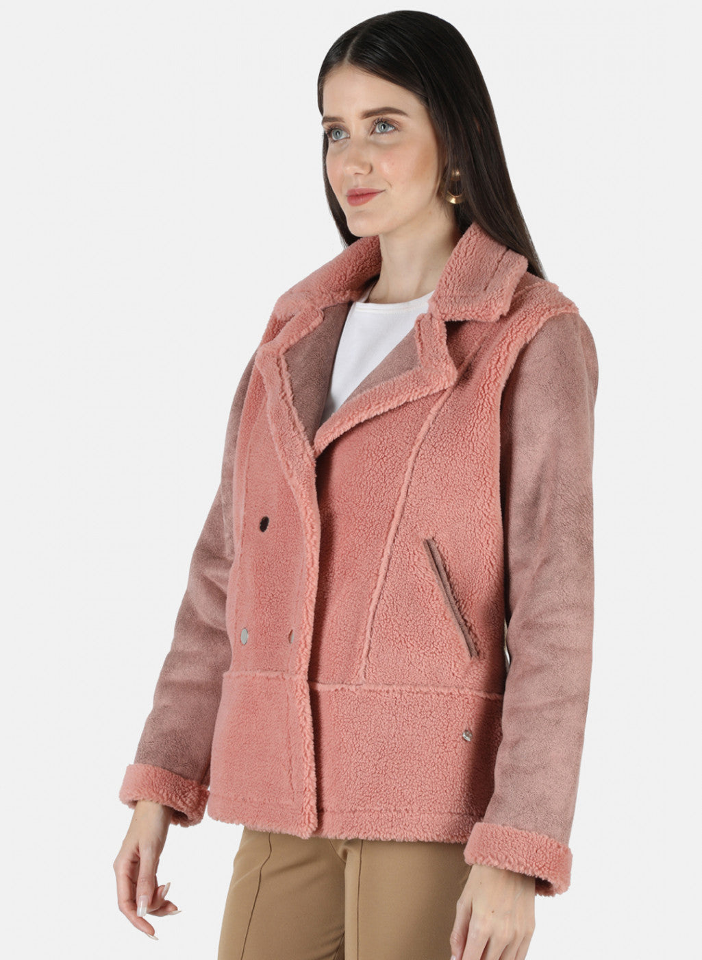 Women Pink Solid Jacket