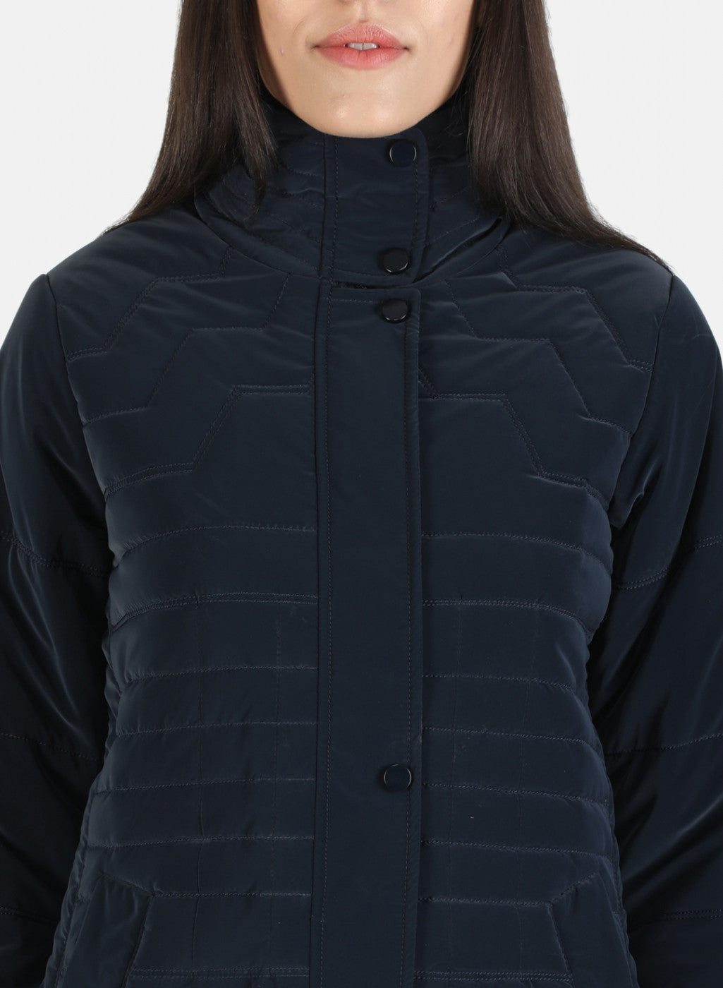 Women Navy Blue Solid Jacket