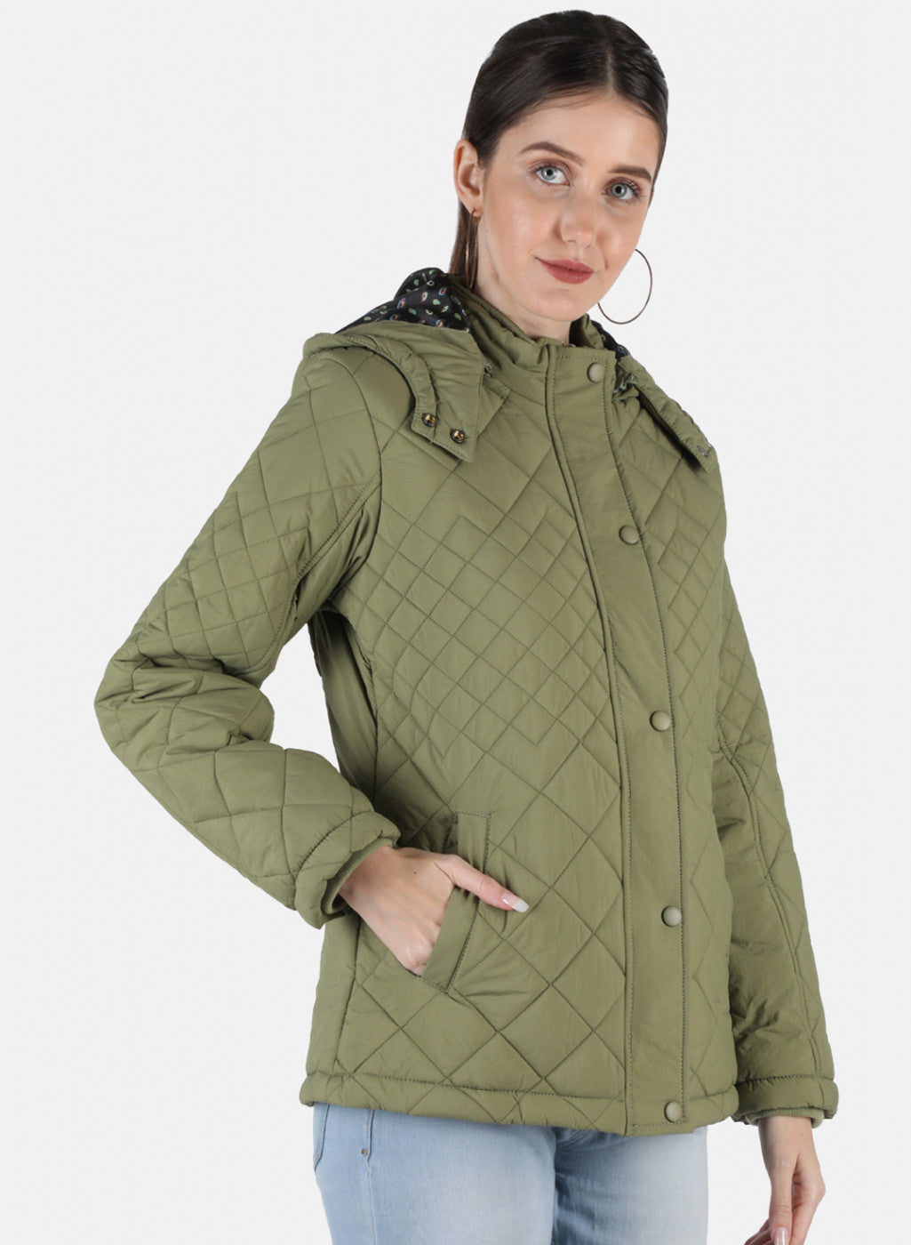 Women Olive Solid Jacket