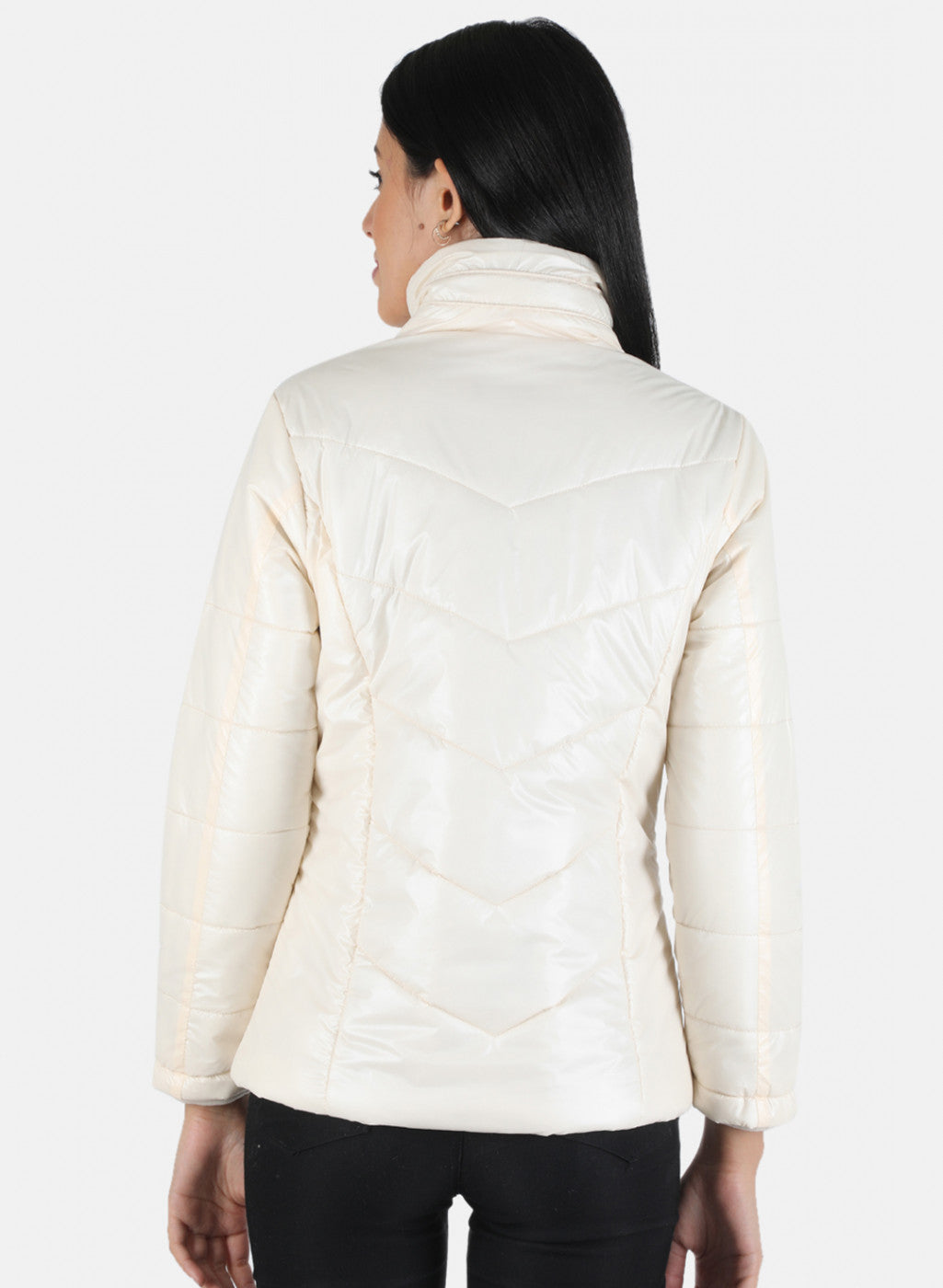 Women Off White Solid Jacket