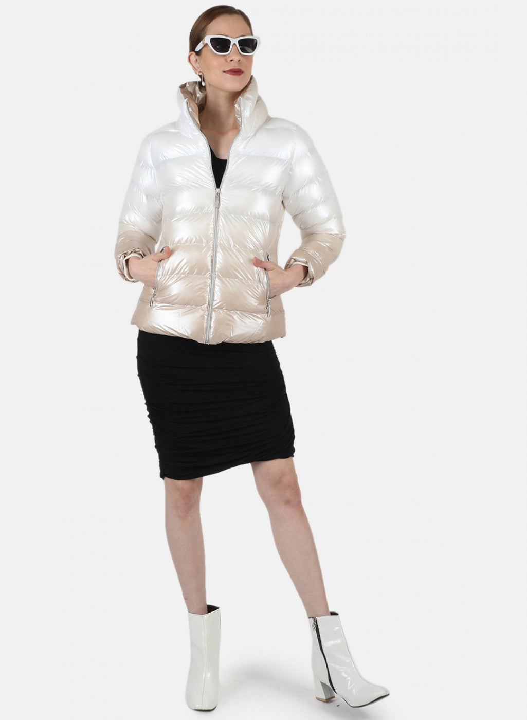 Women Beige Zig-Zag Jacket
