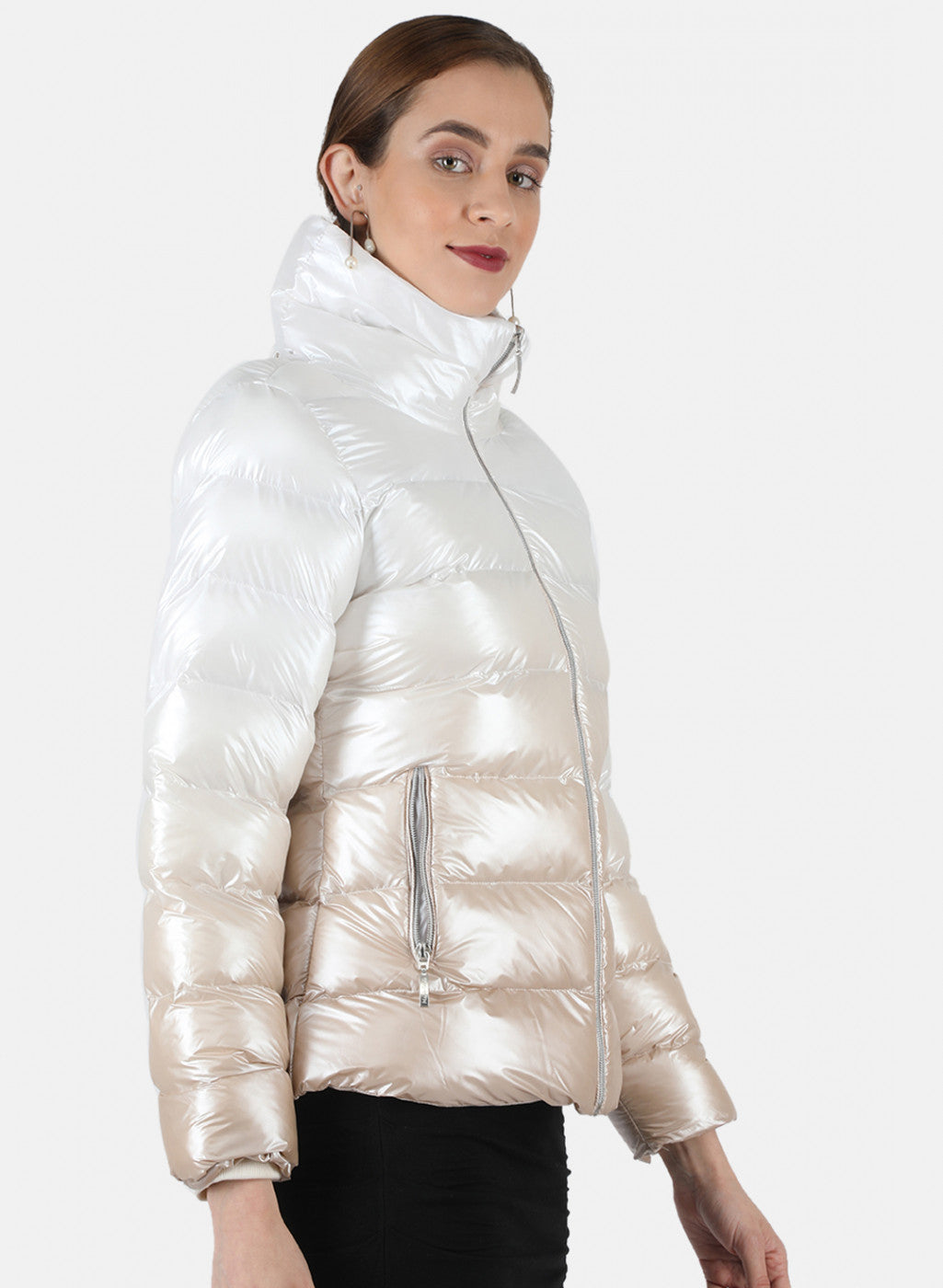Women Beige Zig-Zag Jacket
