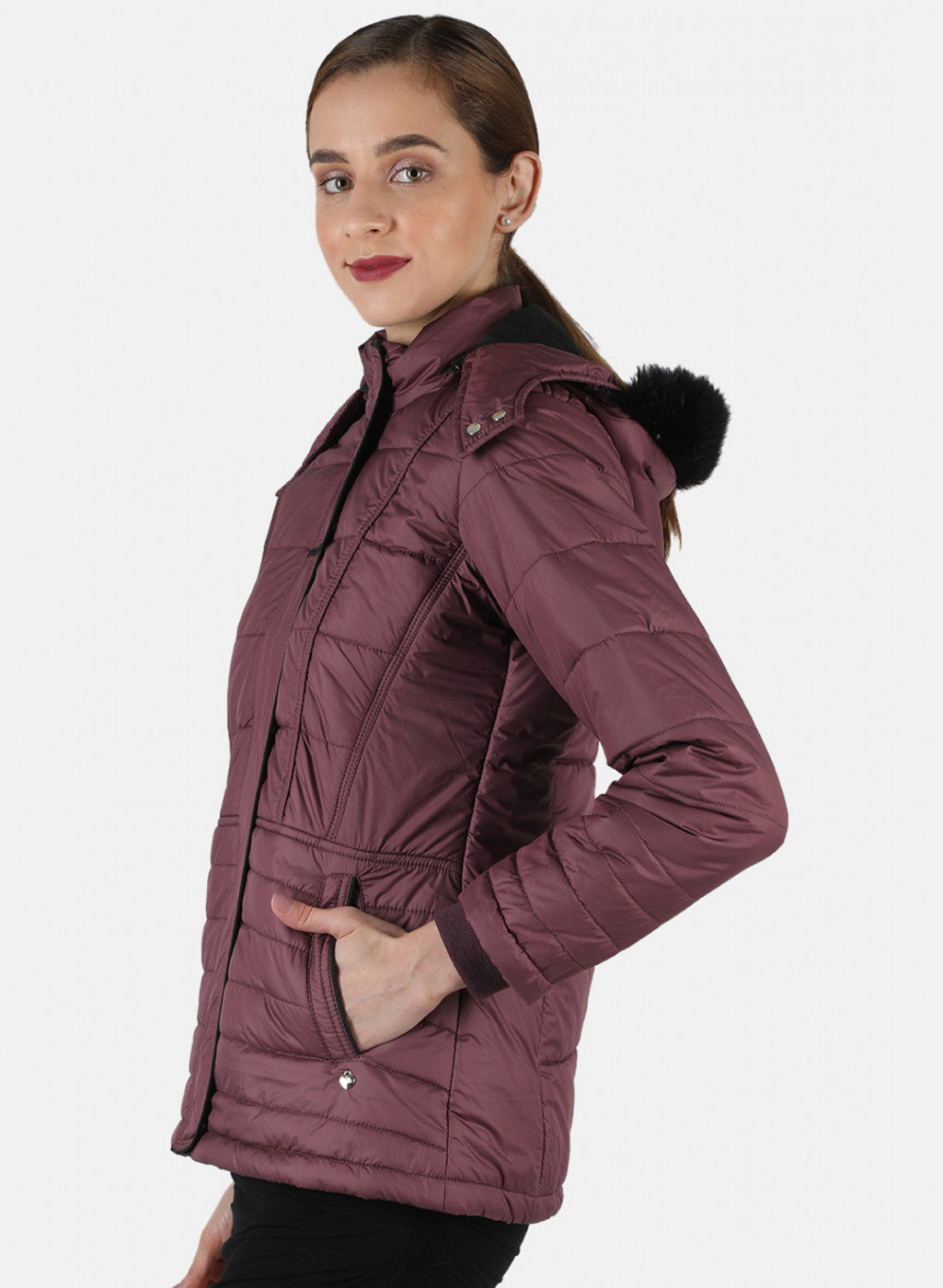 Women Purple Solid Jacket