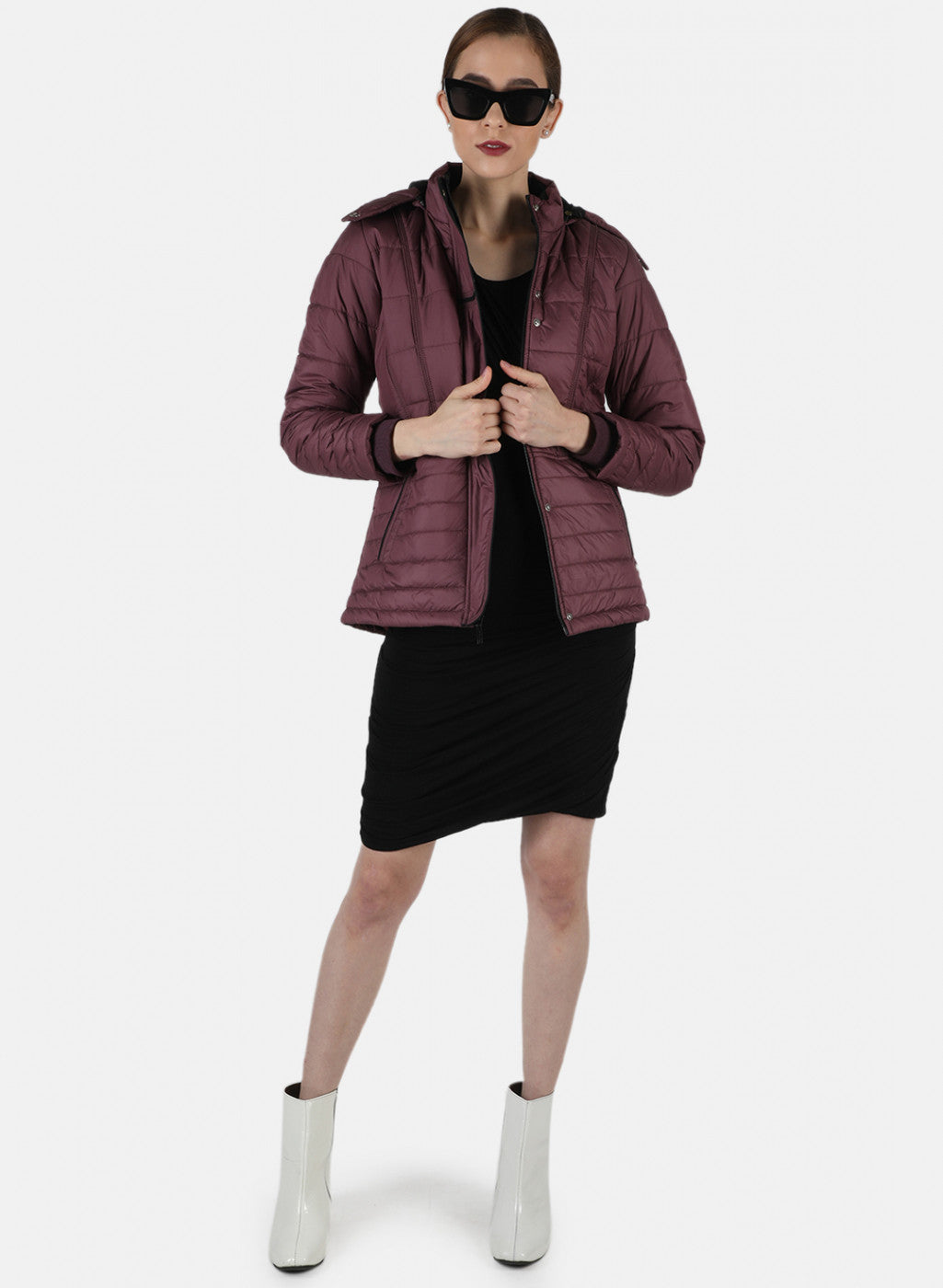 Women Purple Solid Jacket