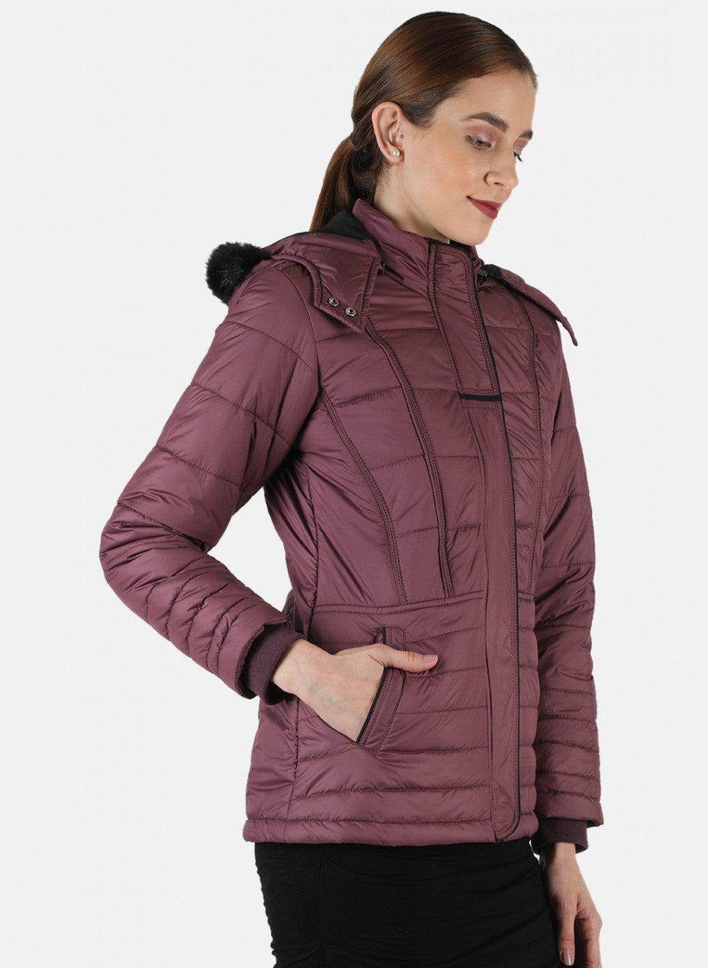 Women Purple Solid Jacket