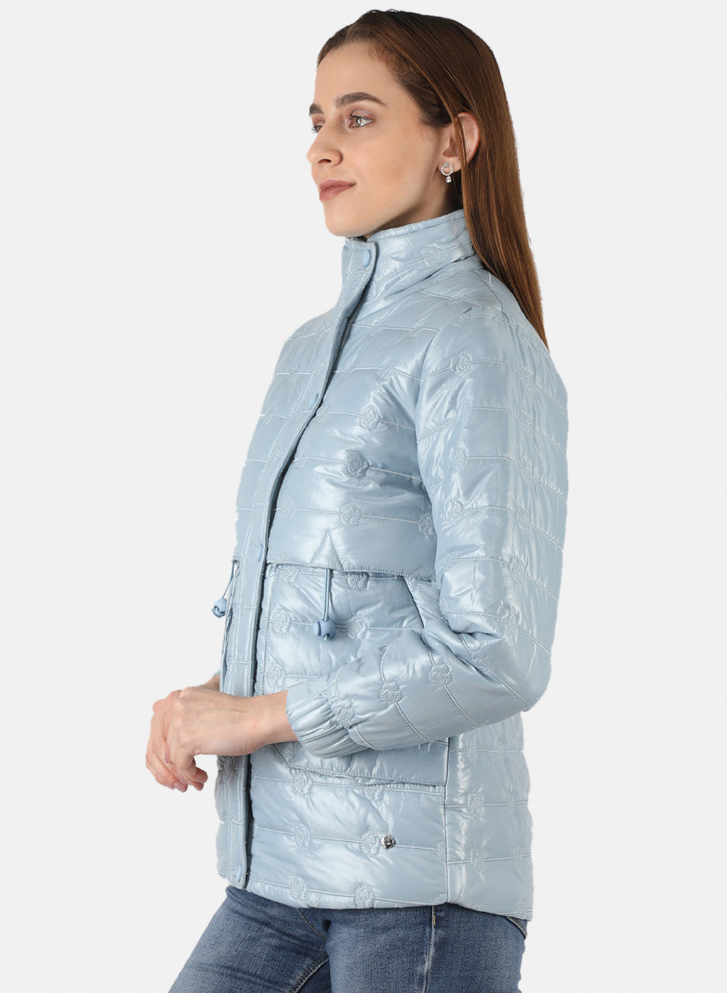 Women Grey Embroidered Jacket