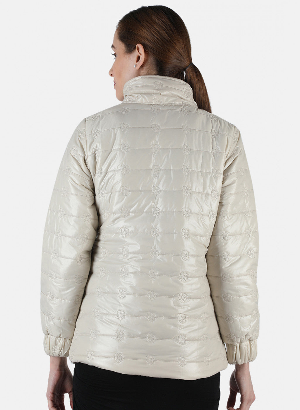 Women Beige Embroidered Jacket