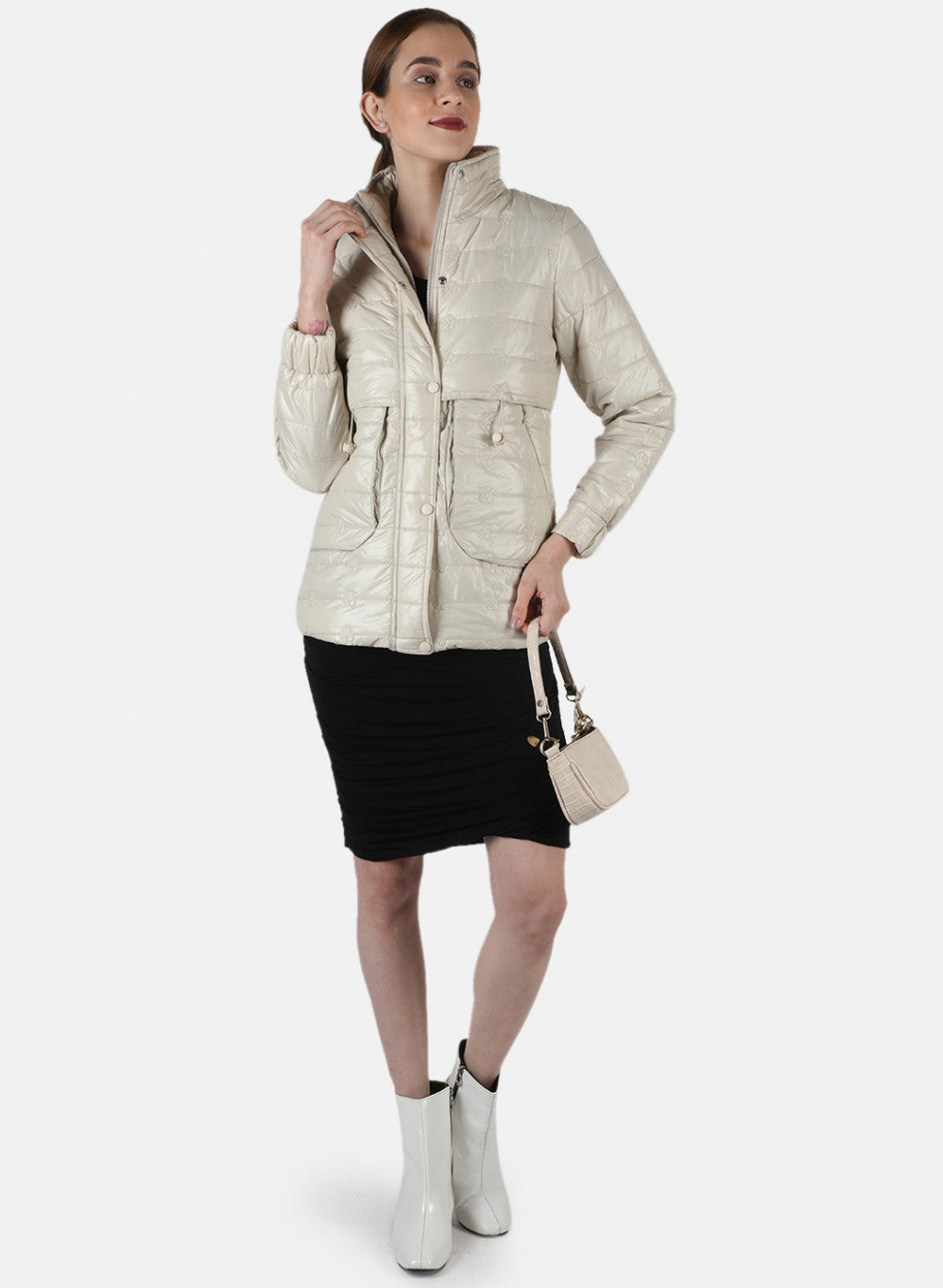 Women Beige Embroidered Jacket