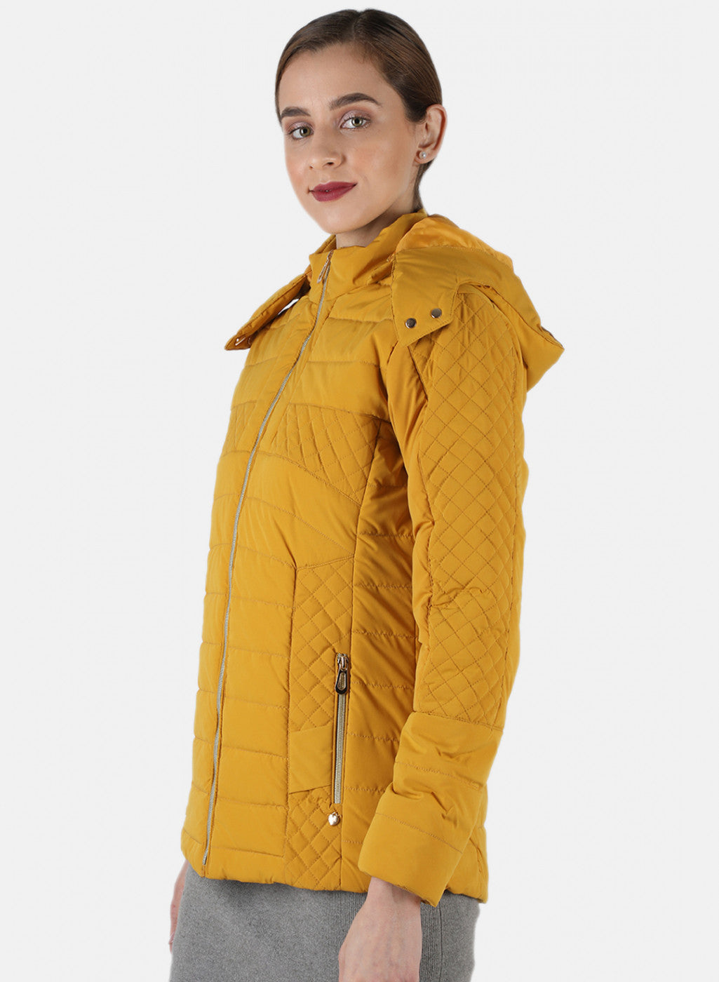 Women Mustard Solid Jacket