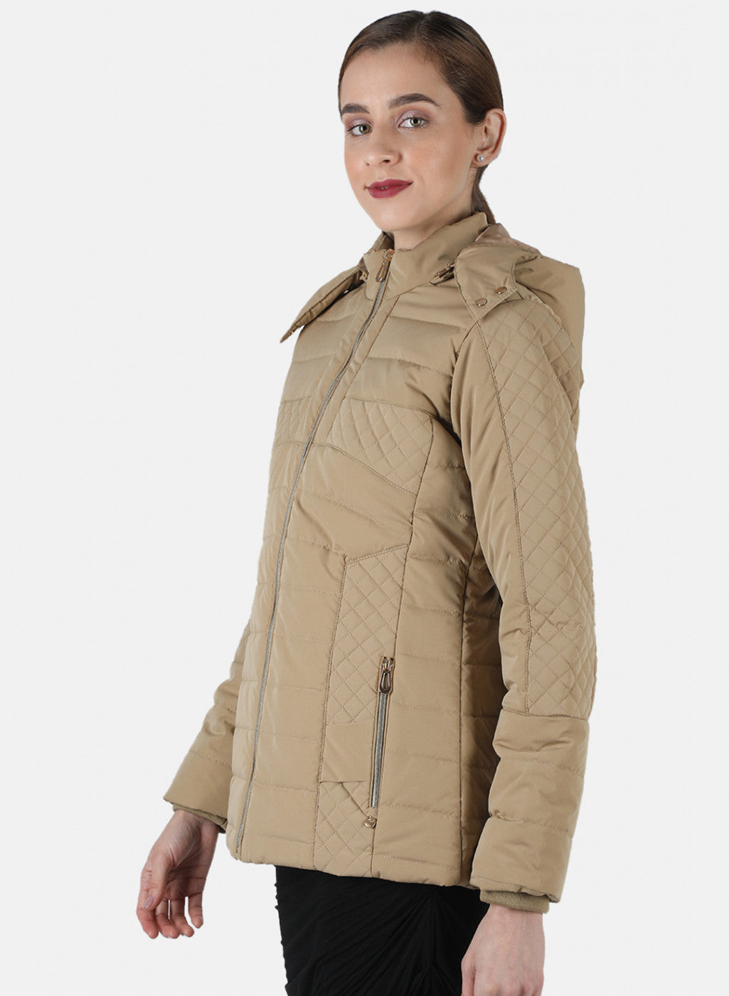 Women Beige Solid Jacket
