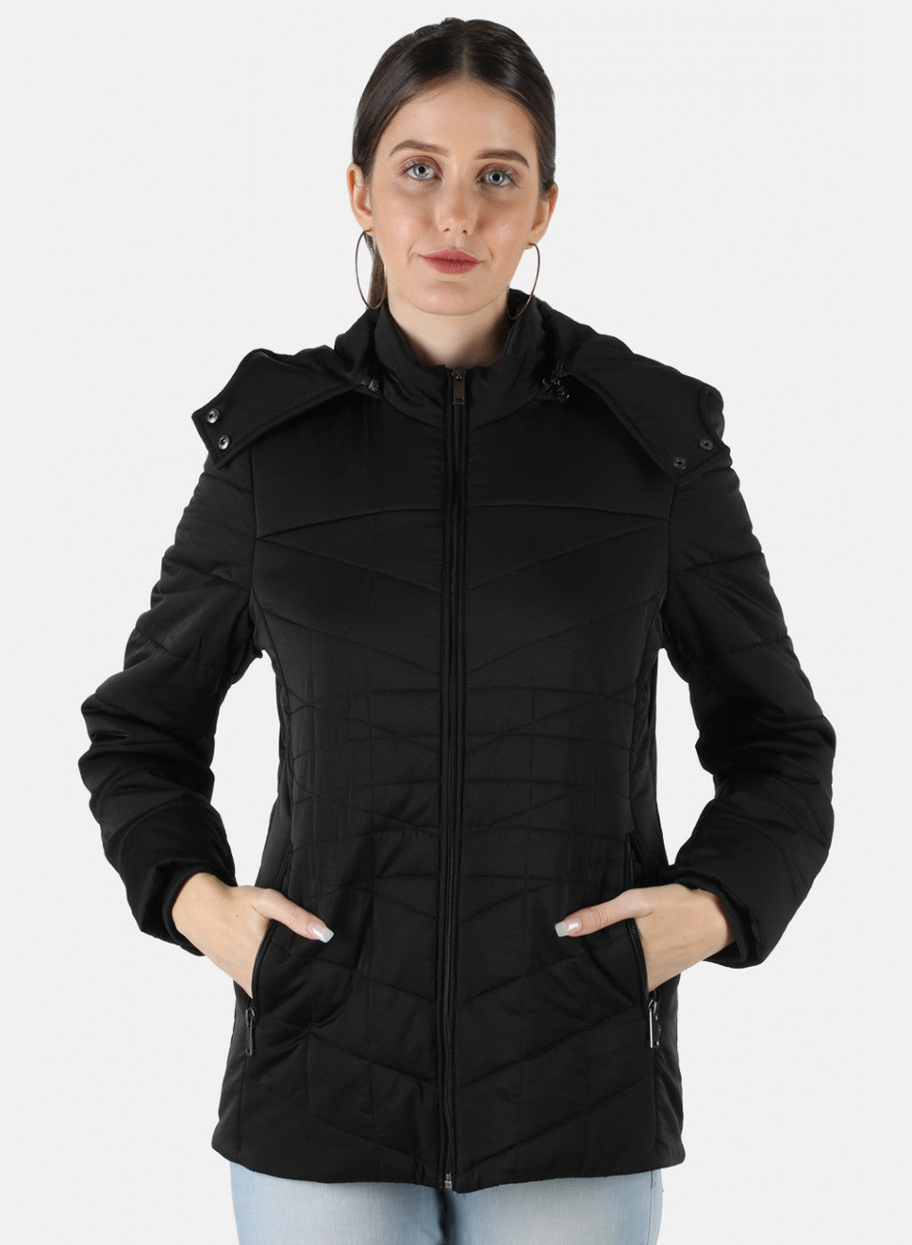 Monte Carlo Long Black Jacket Women Women Black Solid Jacket