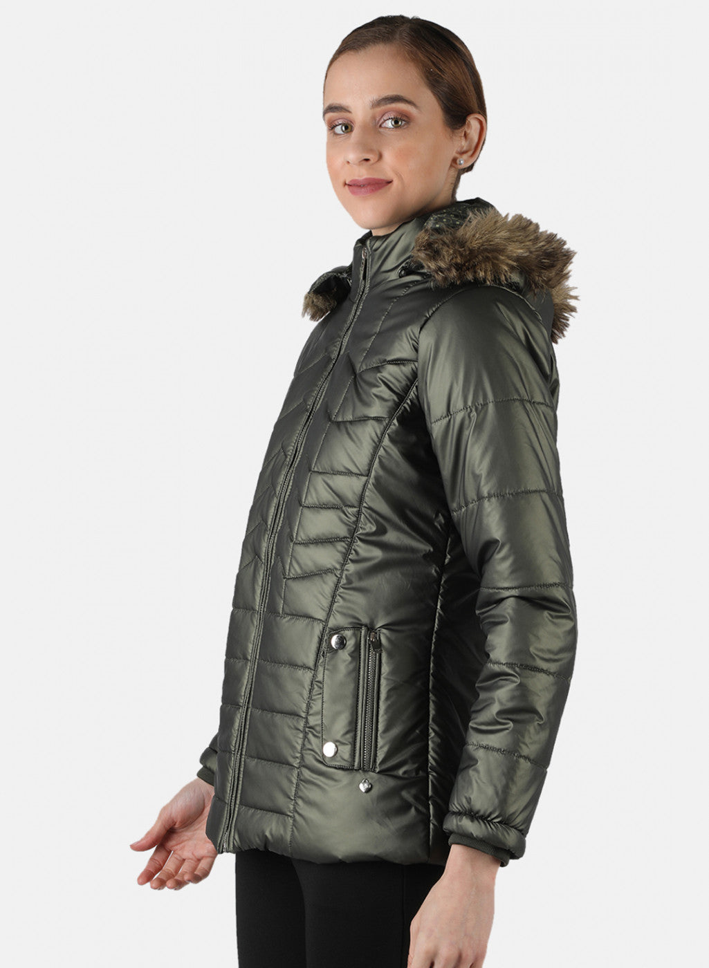 Women Green Solid Jacket