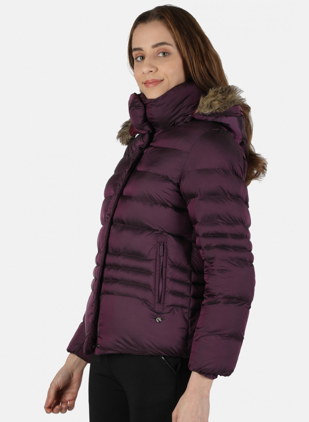 Women Purple Solid Jacket