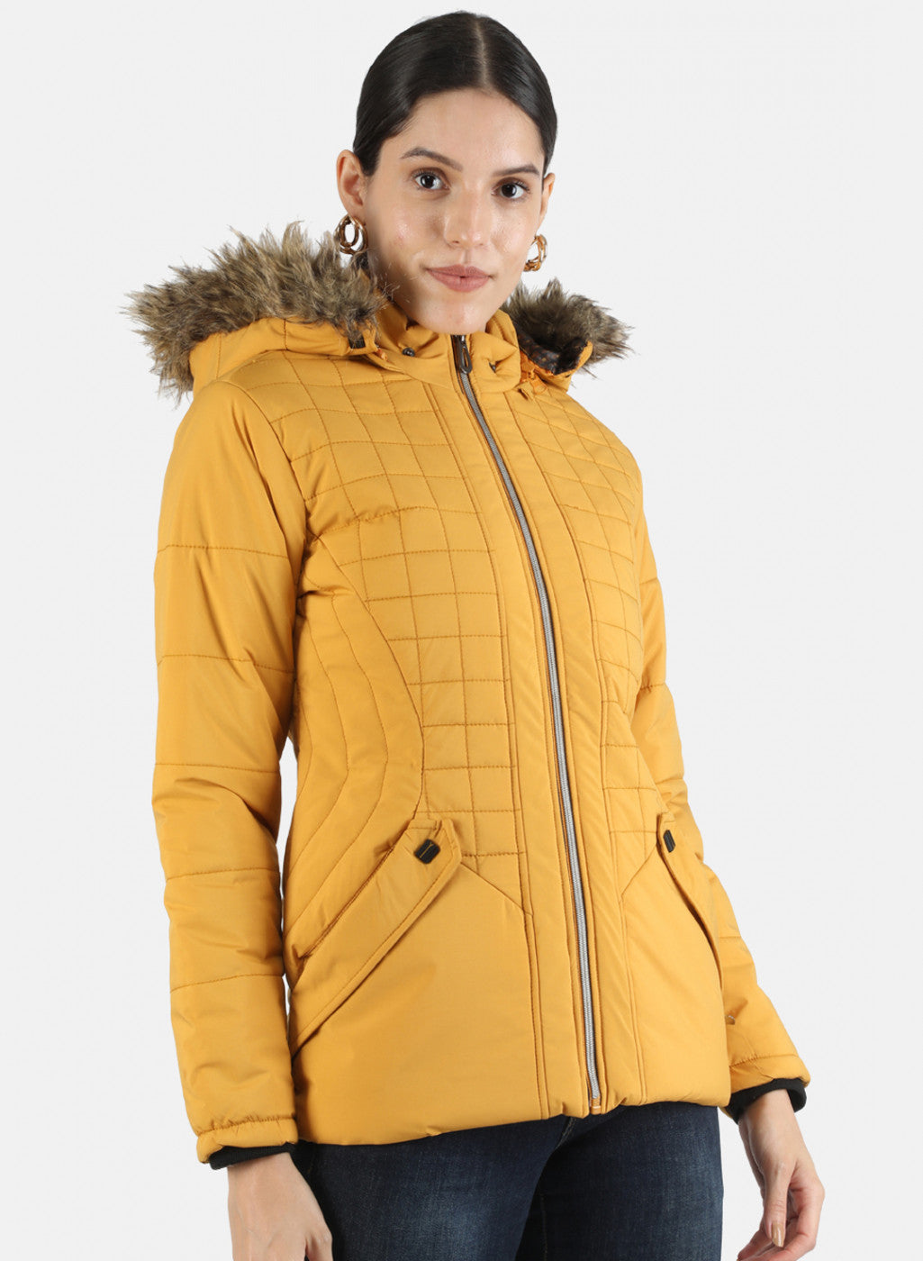 Women Mustard Solid Jacket
