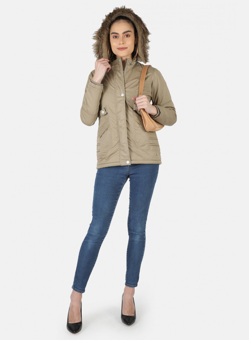 Women Beige Solid Jacket