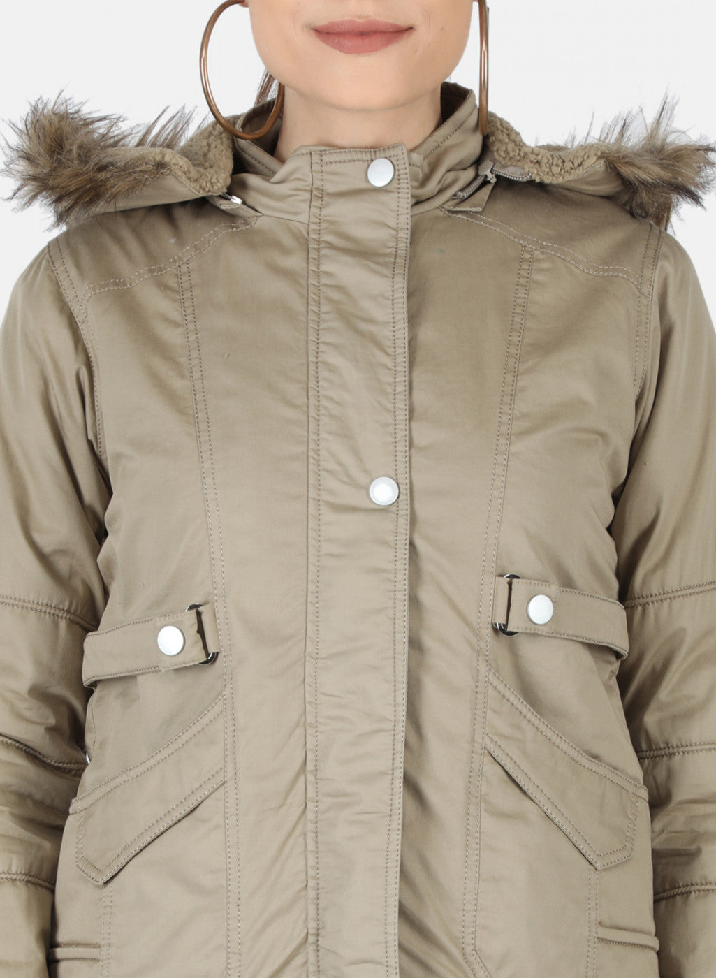 Women Beige Solid Jacket