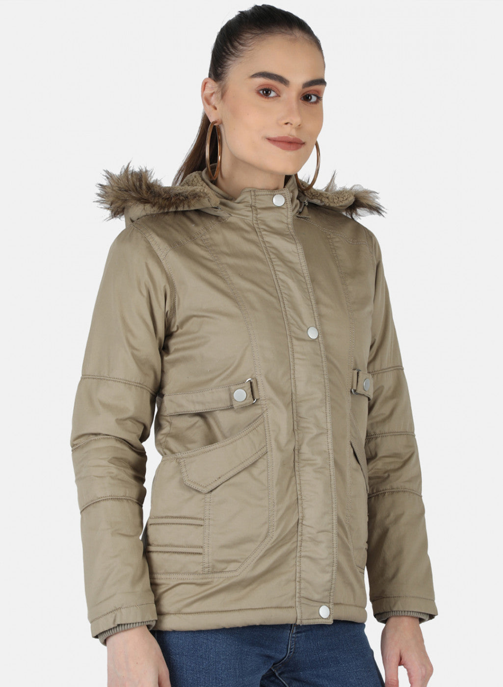 Women Beige Solid Jacket