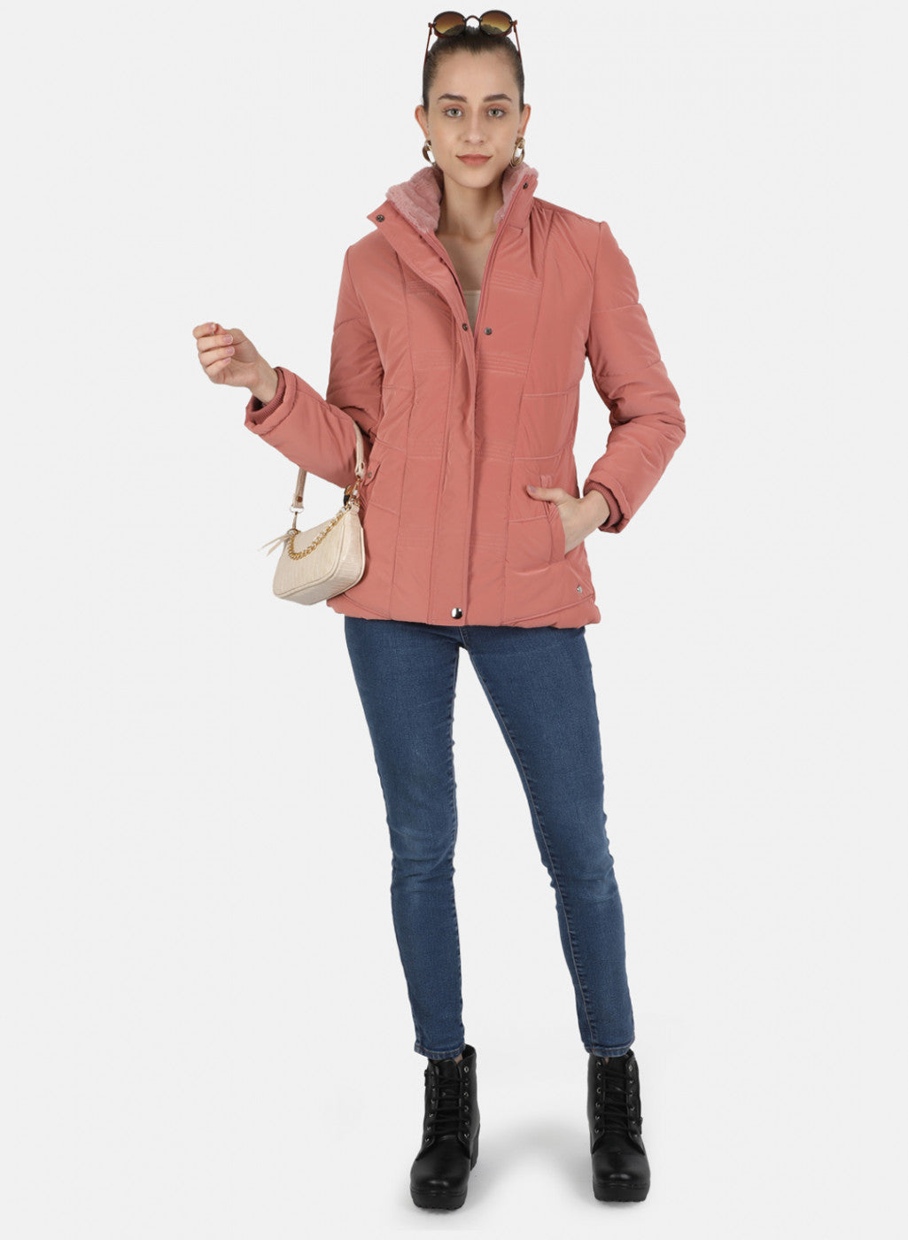 Women Pink Solid Jacket