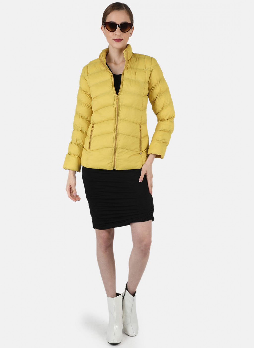 Women Mustard Solid Jacket
