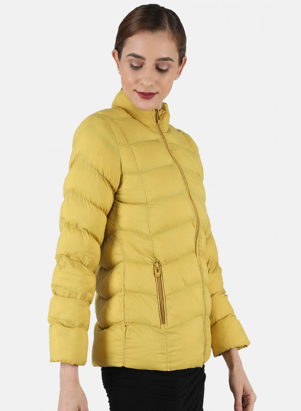 Women Mustard Solid Jacket